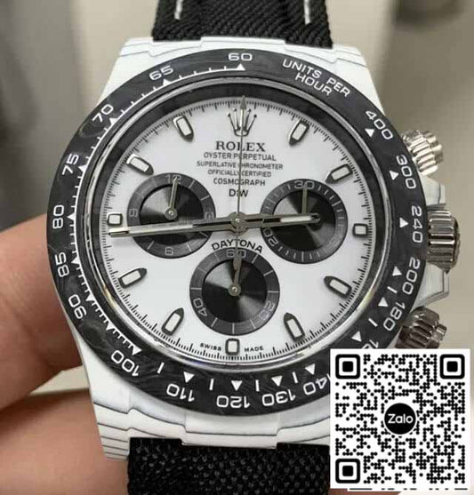 Rolex Daytona 1:1 Best Edition Diw Factory NTPT Fibra de Carbono Esfera Blanca