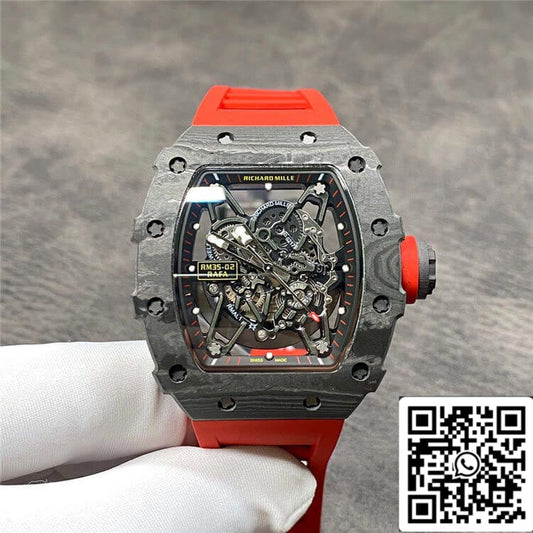 Richard Mille RM35-02 1:1 Best Edition KV Factory Correa Roja de Fibra de Carbono