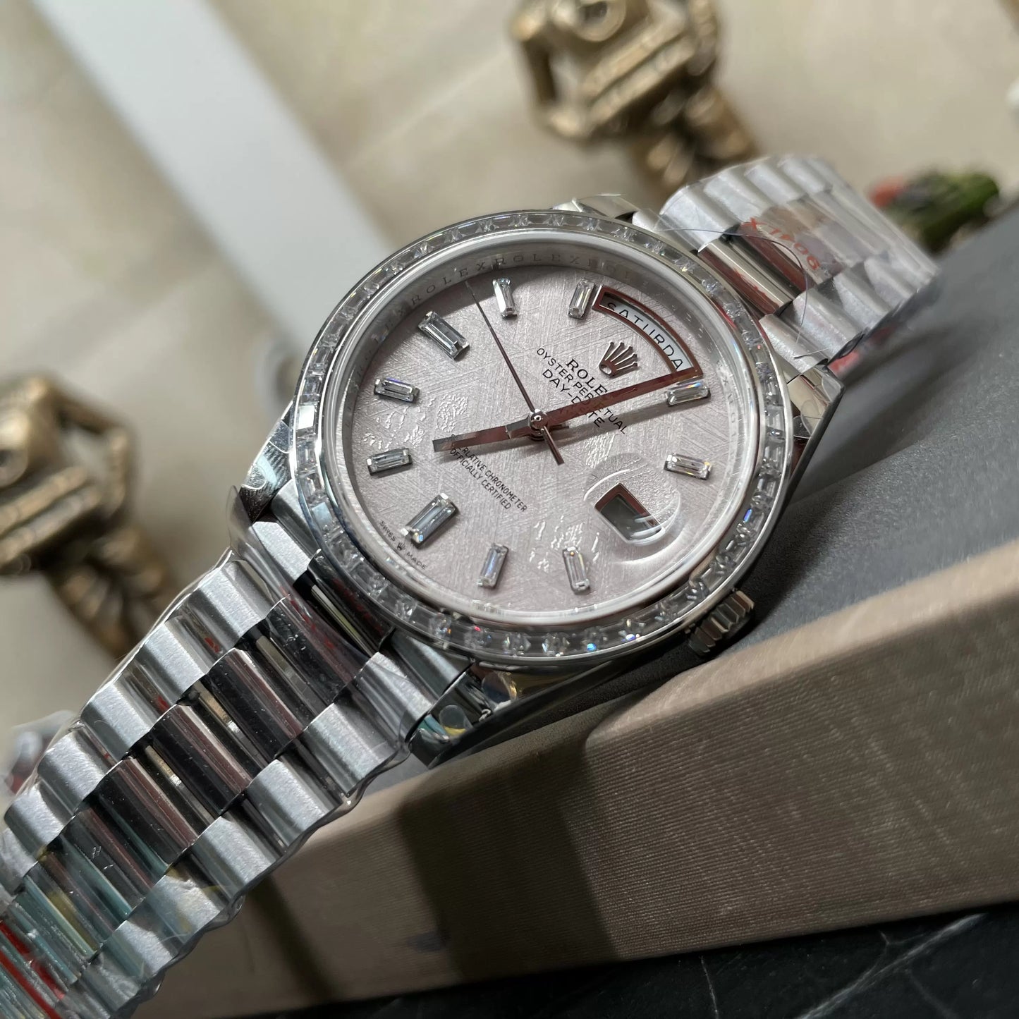 Rolex Day Date 40 M228396TBR-0027 Meteorito Diamante Dial 1:1 Mejor Edición GM Factory V3 Versión Contrapeso