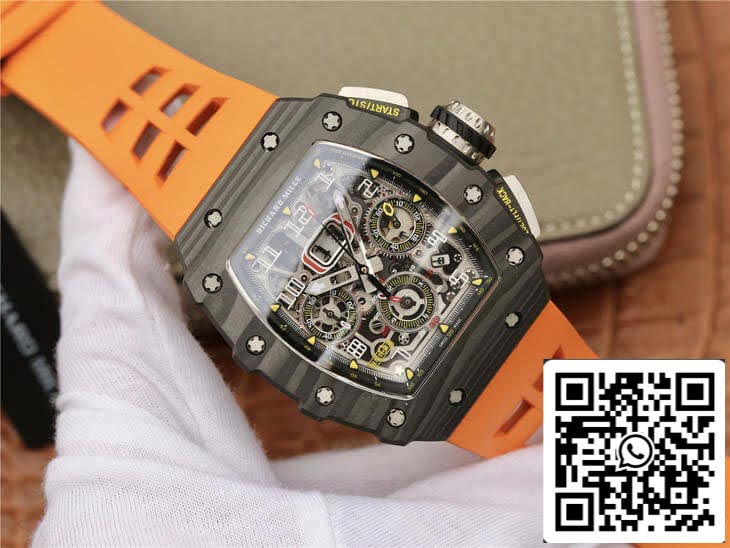 Richard Mille RM11-03 1:1 Best Edition KV Factory Correa de fibra de carbono naranja