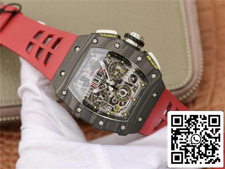 Richard Mille RM11-03 1:1 Best Edition KV Factory cinturino rosso in fibra di carbonio