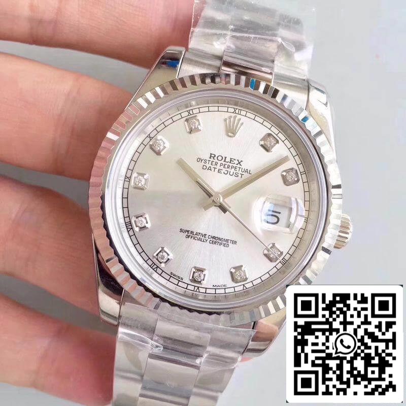 Rolex Datejust II 116334-0009 EW Factory 1:1 Best Edition svizzero ETA2836 quadrante argento con diamanti