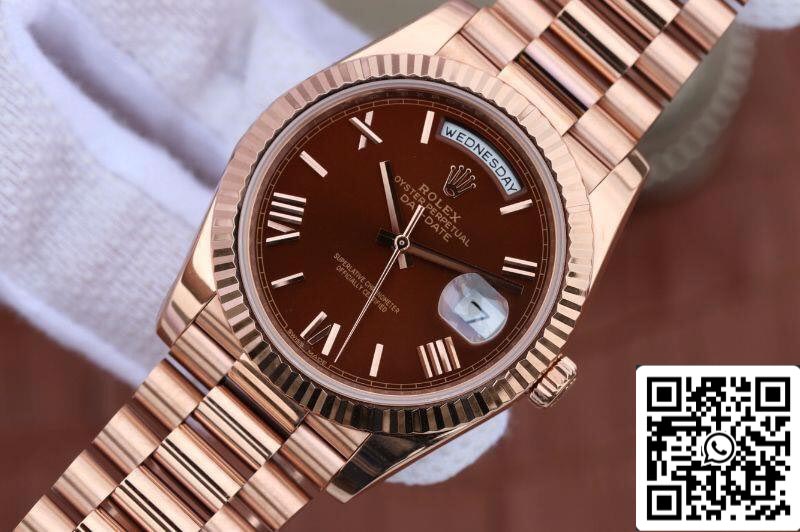 Rolex Day-Date 40mm 228235 EW Factory 1:1 Mejor Edición Suizo ETA3255 Esfera Marrón