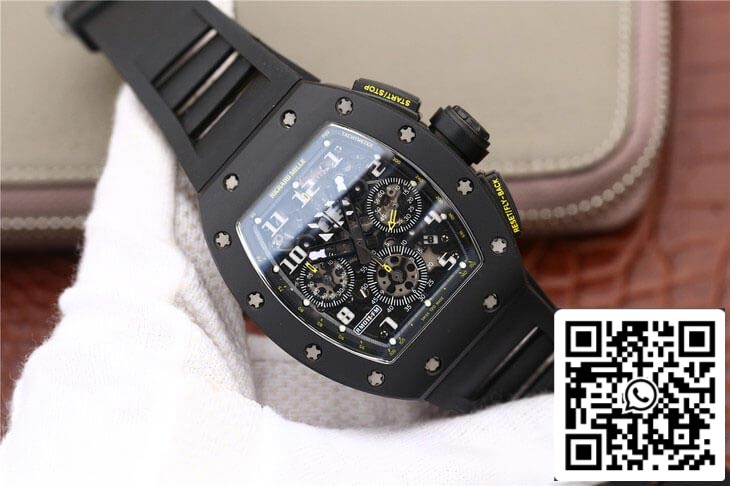 Richard Mille RM-011 Cinturino nero KV Factory 1: 1 della migliore edizione