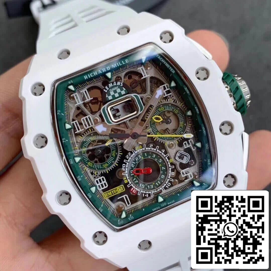 Richard Mille RM011-03 1:1 Best Edition KV Factory White Strap