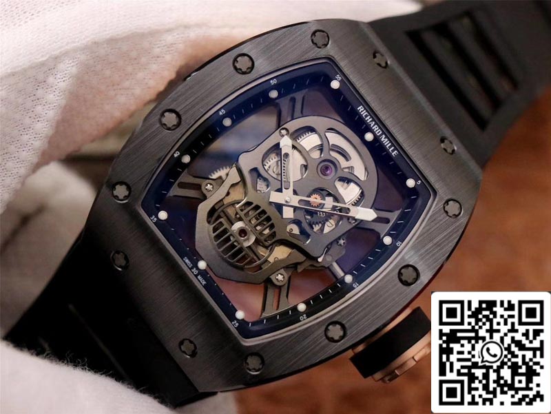 Richard Mille RM052-01 Movimento svizzero con quadrante teschio grigio in ceramica nera della migliore edizione 1: 1 ZF Factory