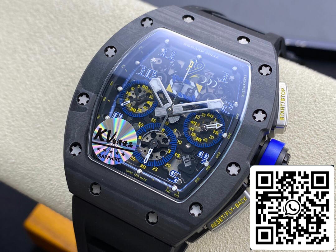 Richard Mille RM-011 1:1 Mejor Edición KV Factory Fibra de Carbono