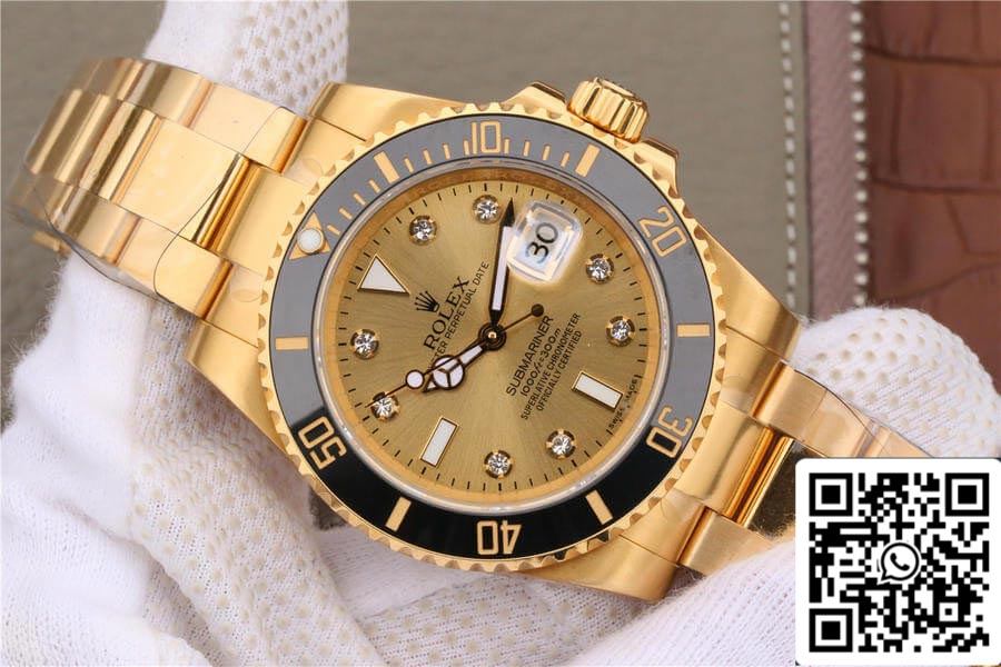 Rolex Submariner 116618 1:1 Best Edition Noob Factory V7 Gild Quadrante tempestato di diamanti