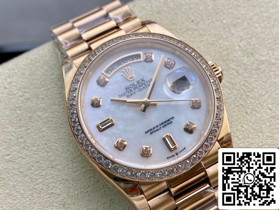 Rolex Day Date 128238 1:1 Mejor edición EW Factory V2 Bisel engastado con diamantes