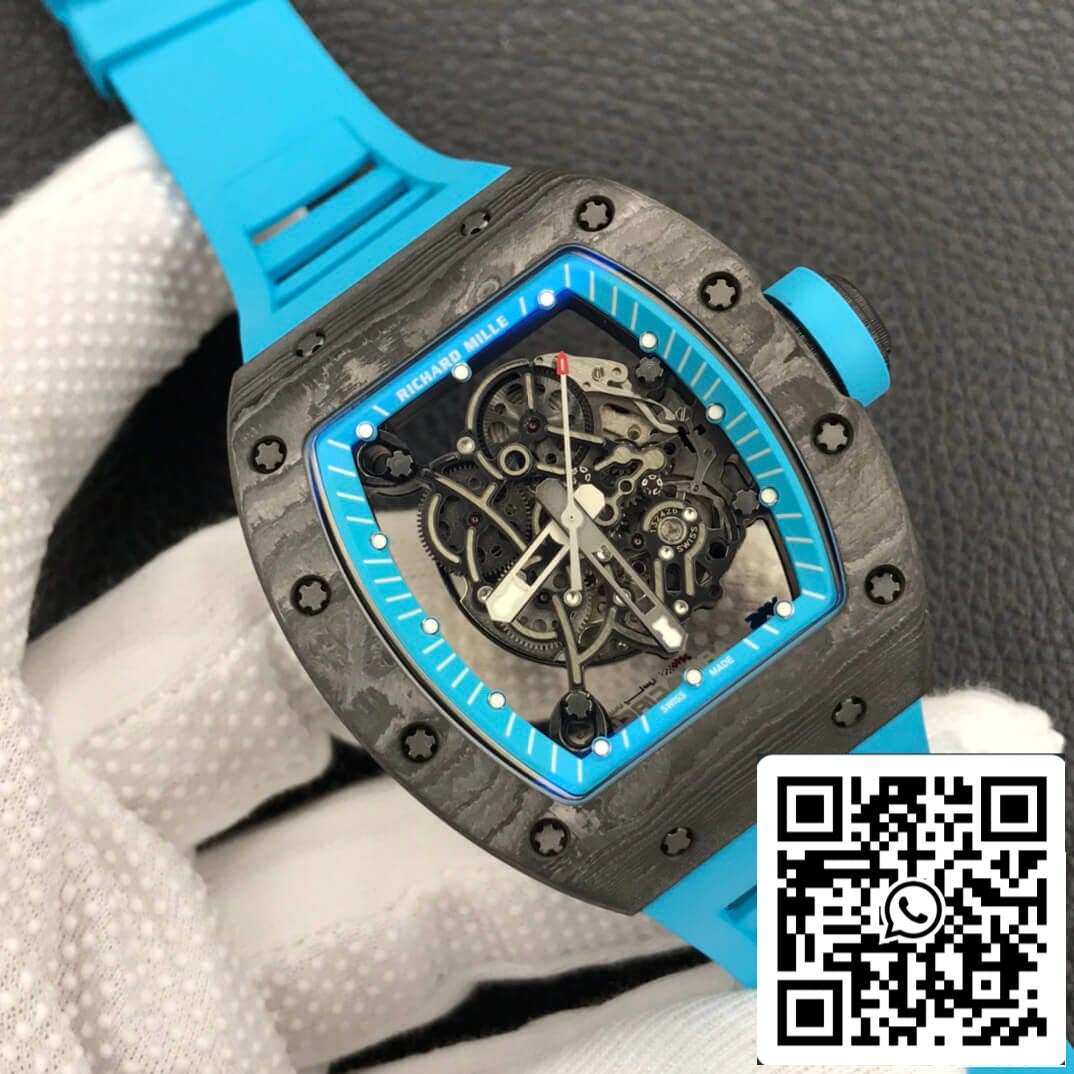 Richard Mille RM055 1: 1 Best Edition ZF Factory cinturino in caucciù blu