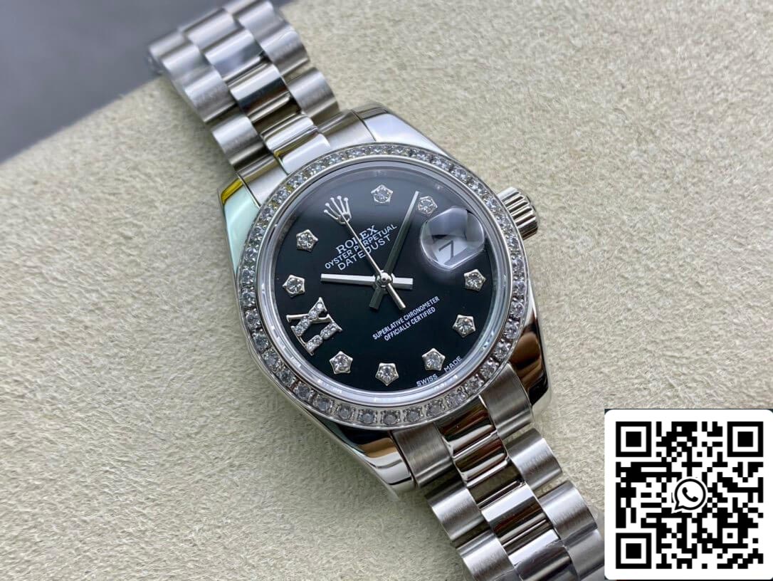 Rolex Datejust 28MM 1:1 Mejor edición BP Factory Conjunto de diamantes Esfera negra