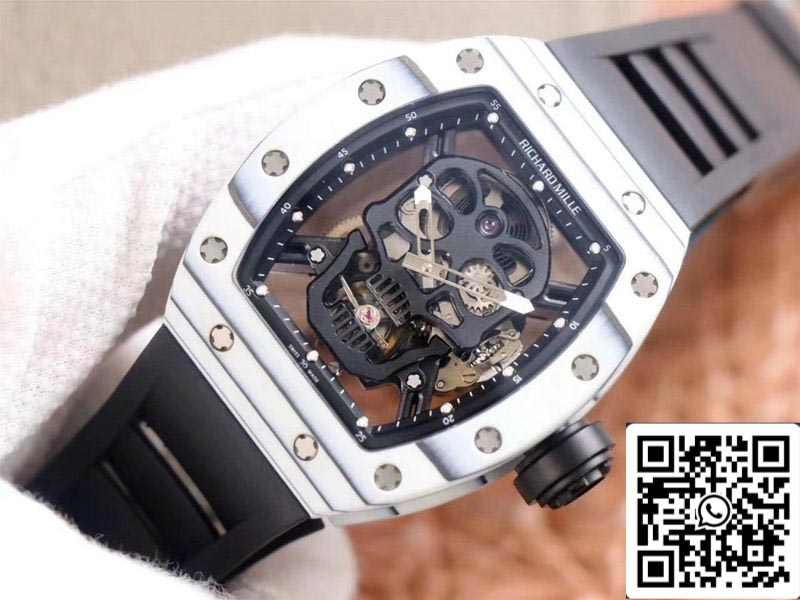 Richard Mille RM052-01 1:1 Mejor Edición JB Factory Tourbillon Suizo de Cerámica Blanca