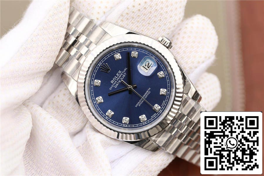 Rolex Datejust M126334-0016 1:1 Best Edition EW Factory quadrante blu con diamanti