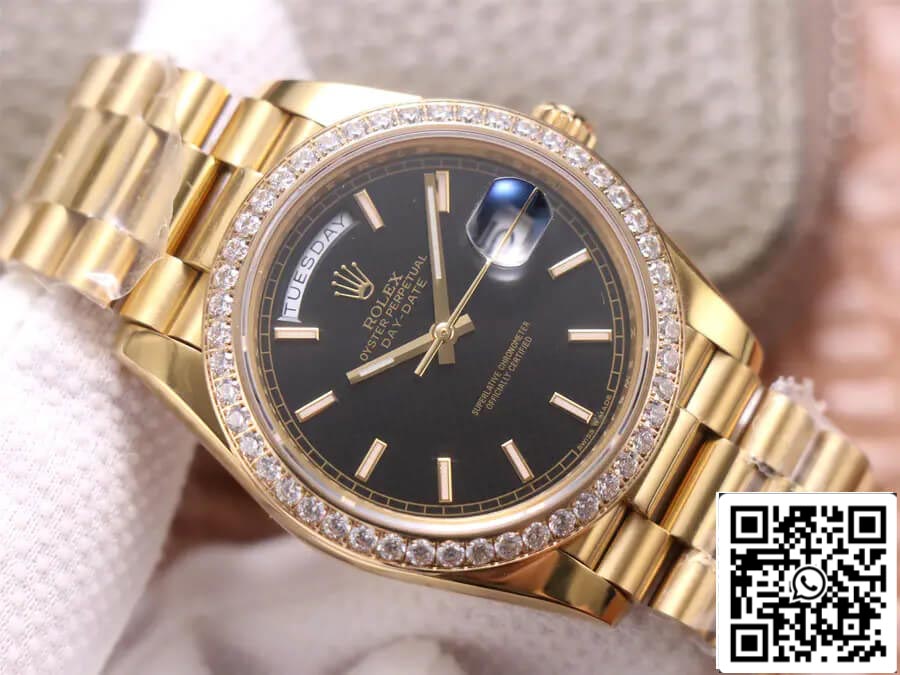 Rolex Day Date 40MM 1:1 Best Edition EW Factory quadrante nero in oro giallo