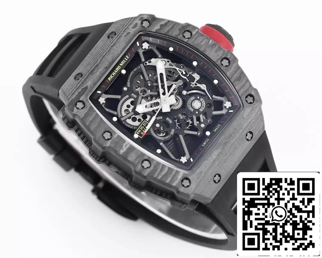 Richard Mille RM35-01 1:1 Mejor Edición BBR Factory Correa de Caucho Negra