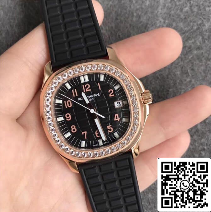 Patek Philippe Aquanaut 1:1 Mejor Edición PPF Factory Diamante Oro Rosa Esfera Negra