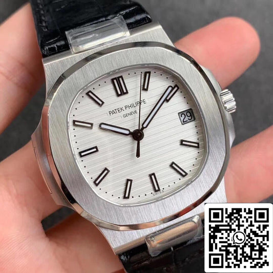 Patek Philippe Nautilus 5711G 1:1 Mejor edición PPF Factory V4 esfera blanca suiza ETA324