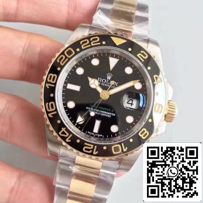 Rolex GMT-Master II 116713LN Noob Factory Relojes para hombre 1:1 Mejor edición suizo ETA3186 envuelto en oro