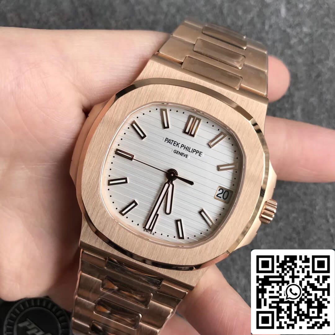 Patek Philippe Nautilus 5711/1R-001 1:1 Mejor edición PPF Factory V4 Oro rosa Esfera blanca Suizo ETA324