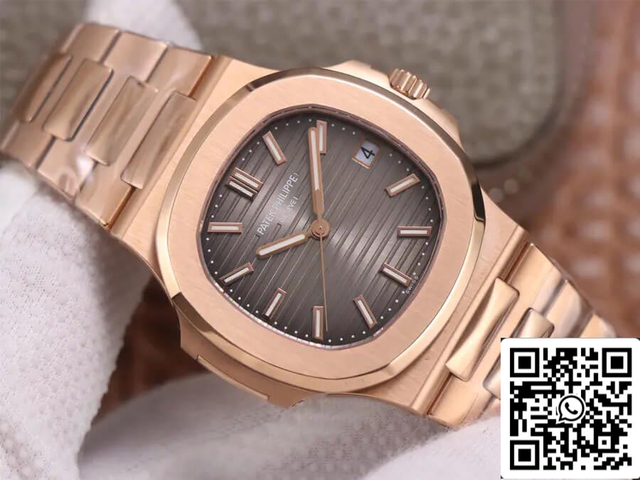 Patek Philippe Nautilus 5711/1R-001 1:1 Mejor Edición PPF Factory V4 Oro Rosa Esfera Marrón Suizo ETA324