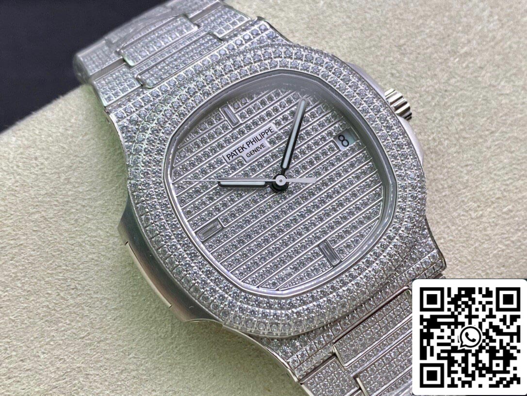 Patek Philippe Nautilus 5719/10G-010 1:1 Miglior Edizione PPF Factory V4 Argento Diamante Svizzero ETA324