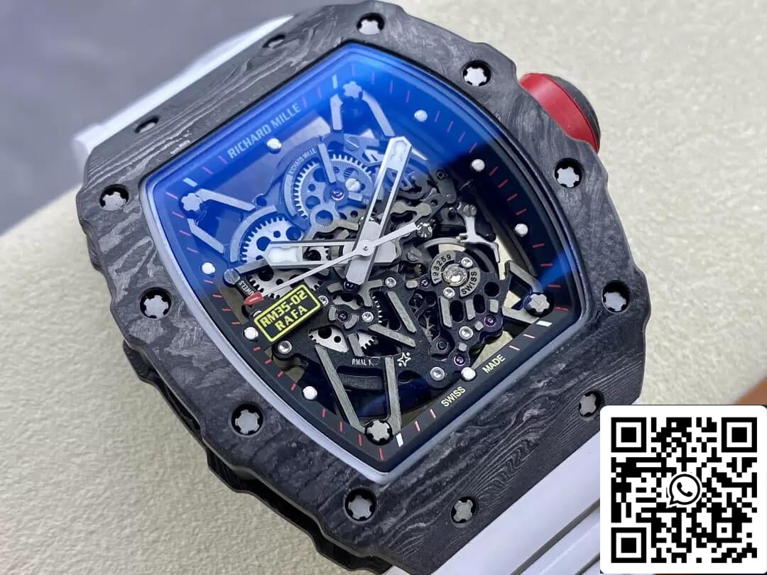 Richard Mille RM35-02 1: 1 Best Edition T + cinturino bianco in fibra di carbonio di fabbrica