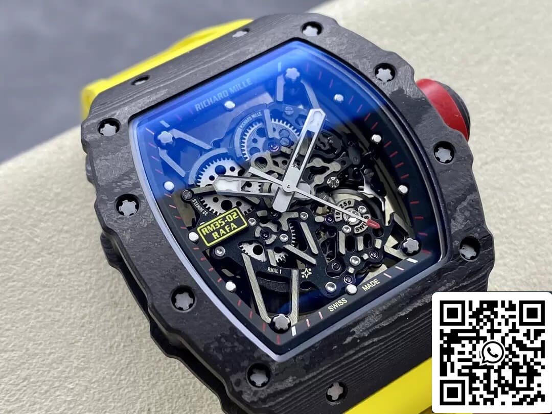 Richard Mille RM35-02 1:1 Best Edition T+ Factory NTPT Correa Amarilla de Fibra de Carbono