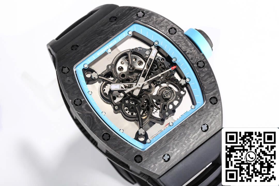 Richard Mille RM055 NTPT 1:1 Mejor edición BBR Factory Correa de caucho negra