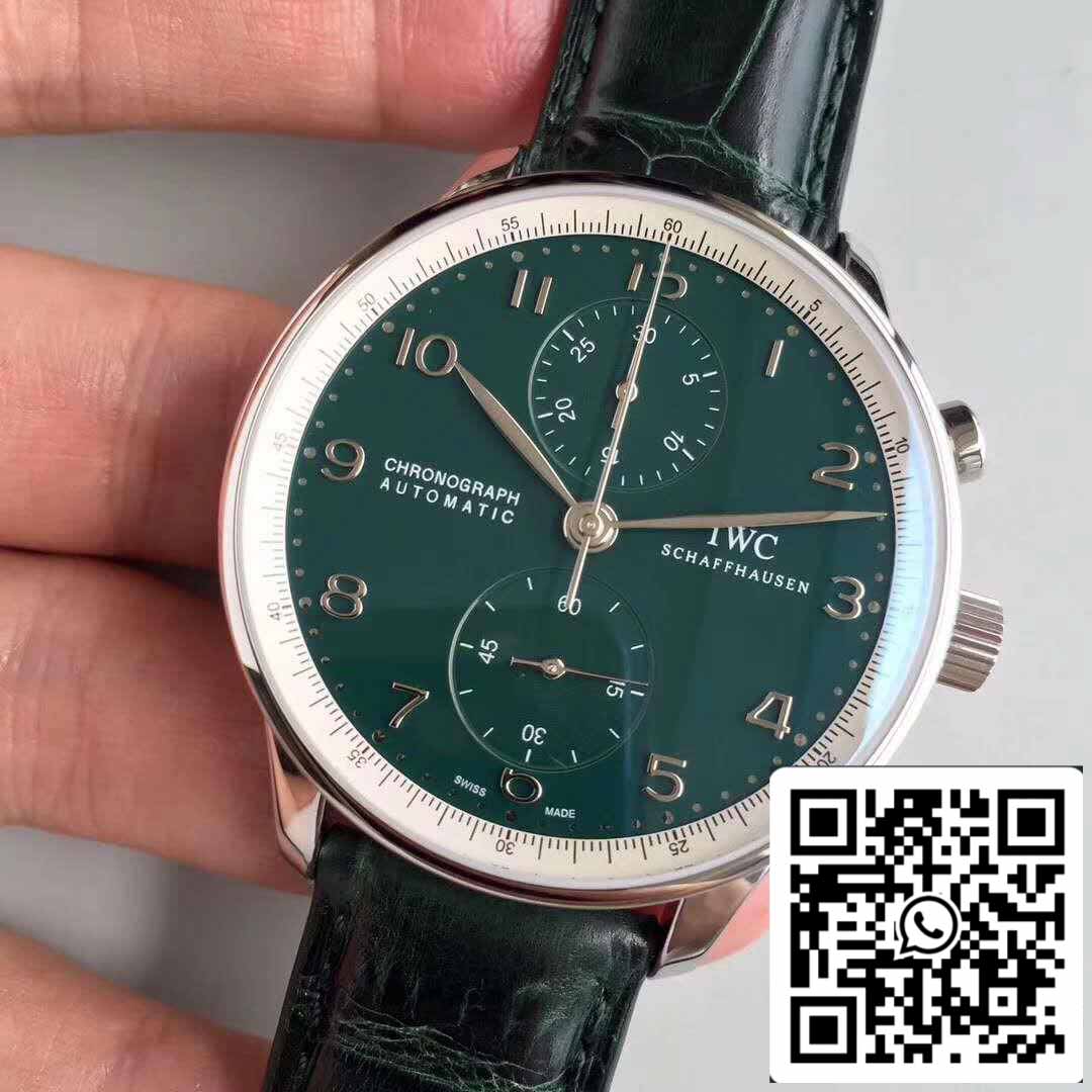 IWC Portugués YL Factory 1:1 Mejor Edición Suizo ETA69355 Esfera Verde Con Marcadores Plateados