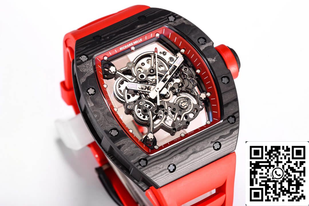 Richard Mille RM055 NTPT 1:1 Mejor Edición BBR Factory Correa Roja de Fibra de Carbono