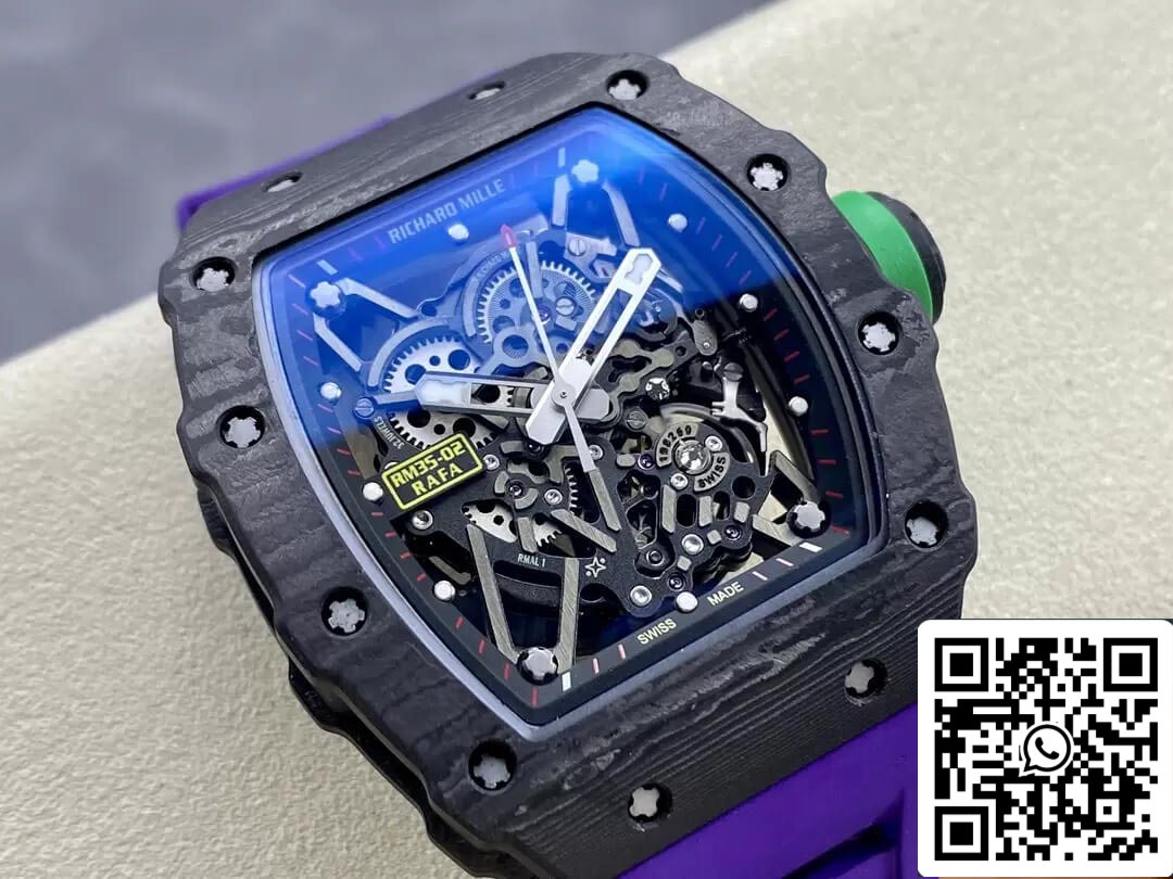 Richard Mille RM35-02 1:1 Best Edition T+ Factory NTPT cinturino viola in fibra di carbonio