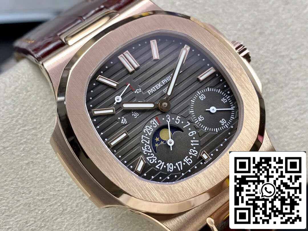 Patek Philippe Nautilus 5712 1:1 Best Edition ZF Factory cinturino in pelle marrone quadrante grigio