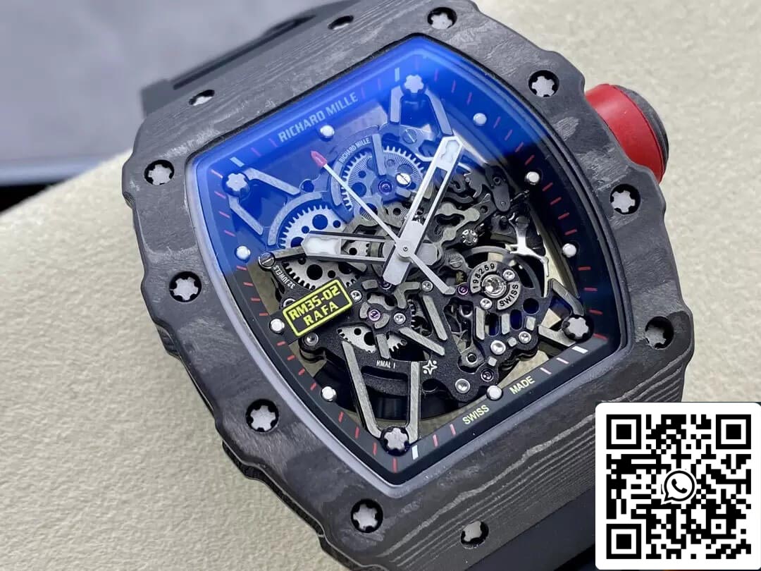 Richard Mille RM35-02 1:1 Best Edition T+ Factory NTPT cinturino nero in fibra di carbonio