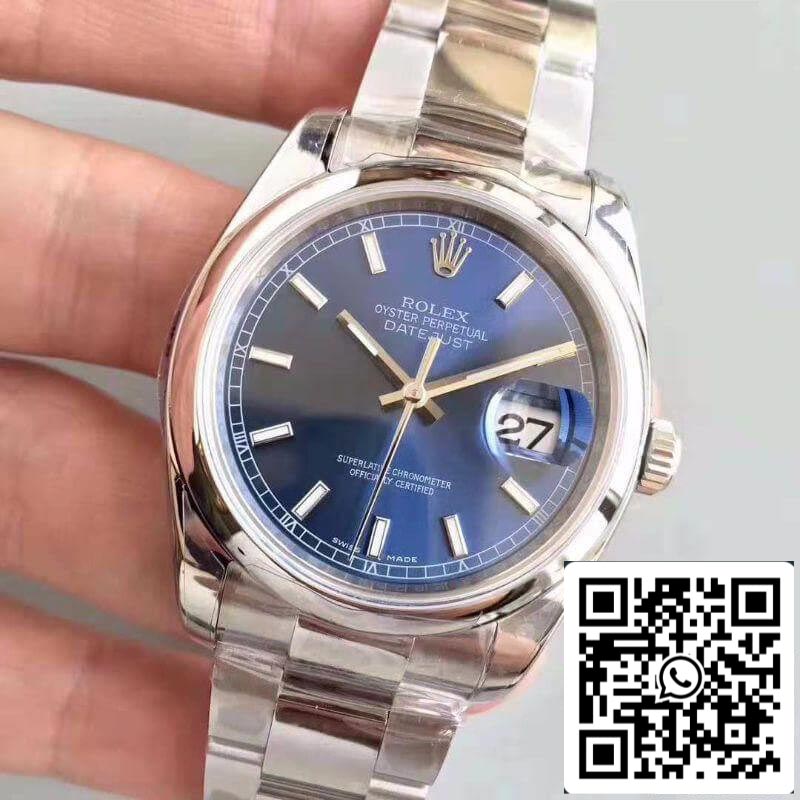 Rolex Datejust II 36mm 116200 AR Factory quadrante blu 1:1 Miglior edizione svizzera ETA3135