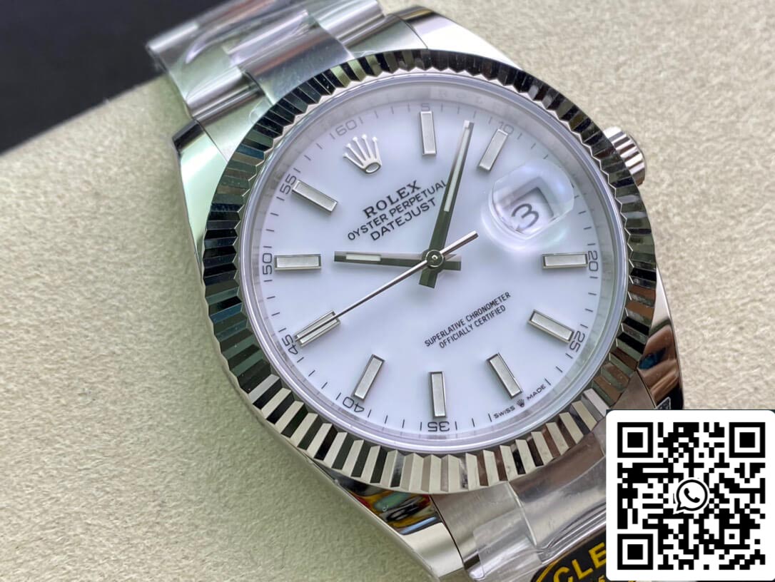 Rolex Datejust M126334-0009 cinturino Oyster da 41 mm quadrante bianco pulito di fabbrica