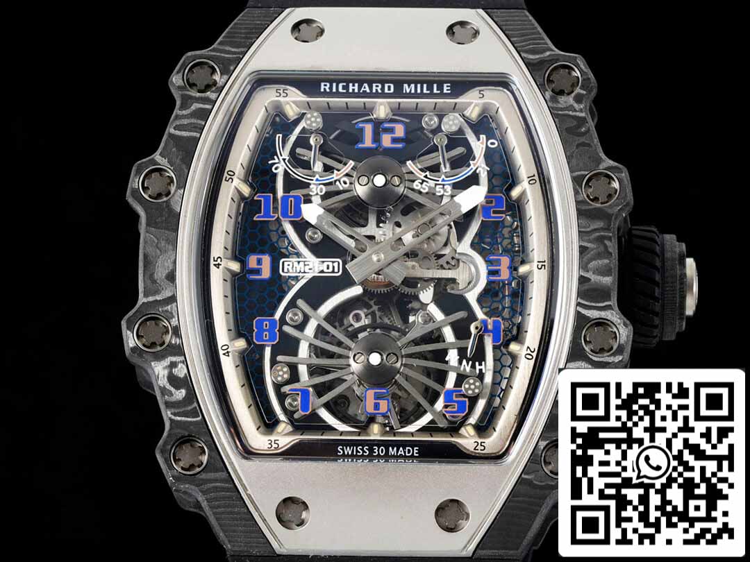 Richard Mille RM21-01 1:1 Best Edition RM Factory Tourbillon quadrante scheletrato cinturino nero