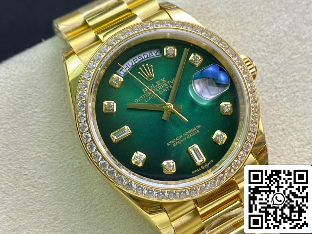 Rolex Day Date M128348RBR-0035 1:1 Mejor Edición EW Factory Degradado Esfera Verde