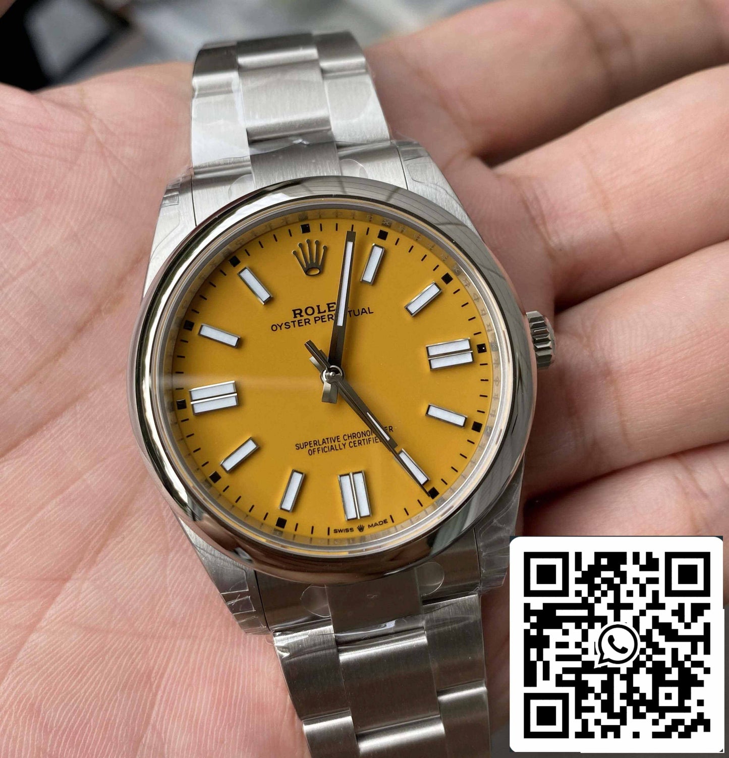 Rolex Oyster Perpetual 41MM M124300-0004 1:1 Mejor Edición VS Esfera Amarilla de Fábrica