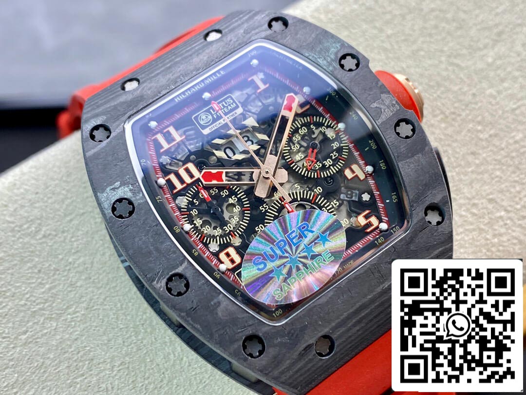 Richard Mille RM011 1:1 Best Edition KV Factory V3 cinturino in caucciù rosso