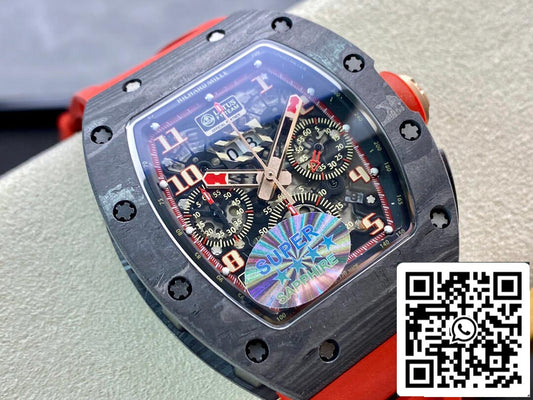 Richard Mille RM011 1:1 Best Edition KV Factory V3 cinturino in caucciù rosso