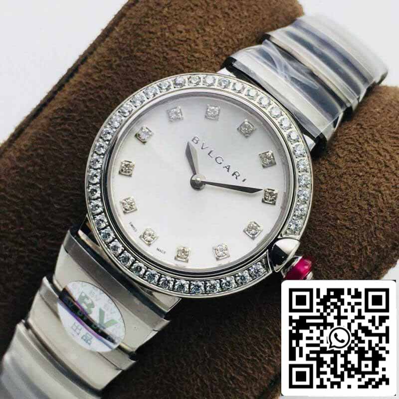 Bvlgari LVCEA 1:1 Best Edition BV Factory con esfera blanca engastada con diamantes