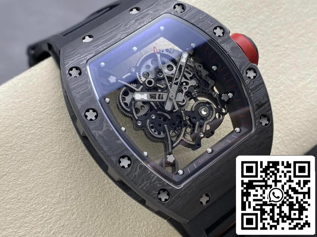 Richard Mille RM-055 1:1 Mejor Edición BBR Factory Caja Negra de Fibra de Carbono