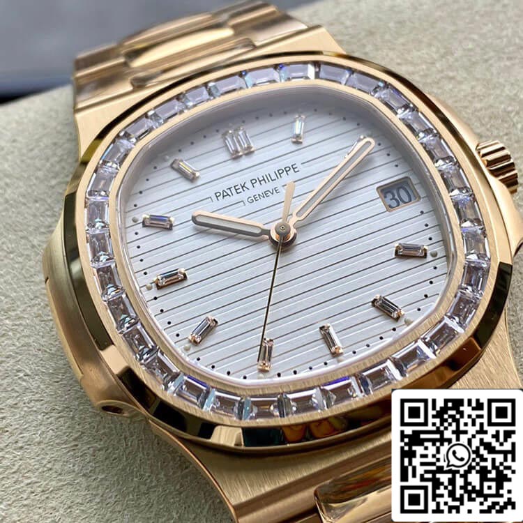 Patek Philippe Nautilus 1:1 Mejor edición PPF Factory Oro rosa con diamantes