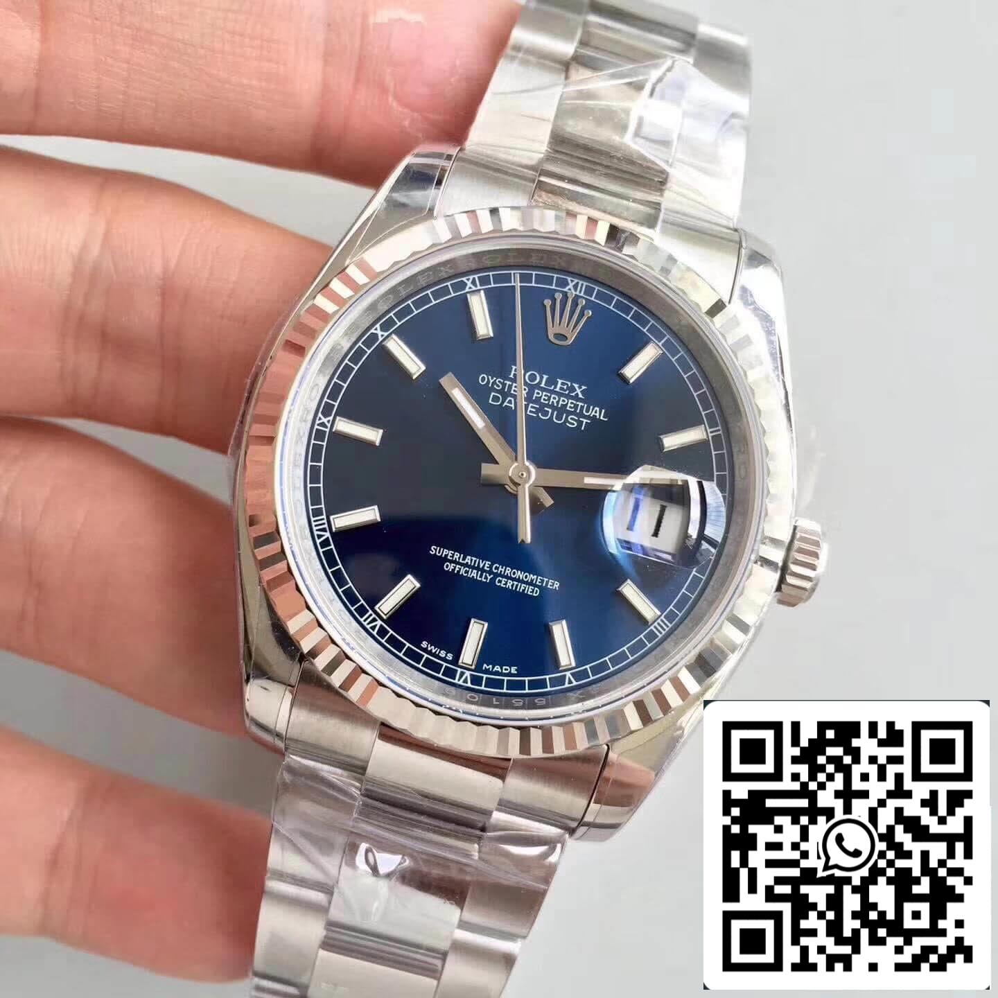 Rolex Datejust 36mm 116234 AR Factory 1:1 Best Edition Swiss ETA3135 Blue Dial Stick Marker