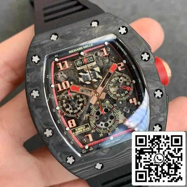 Richard Mille RM-011 1:1 Mejor edición KV Factory V2 Correa negra de carbono forjado