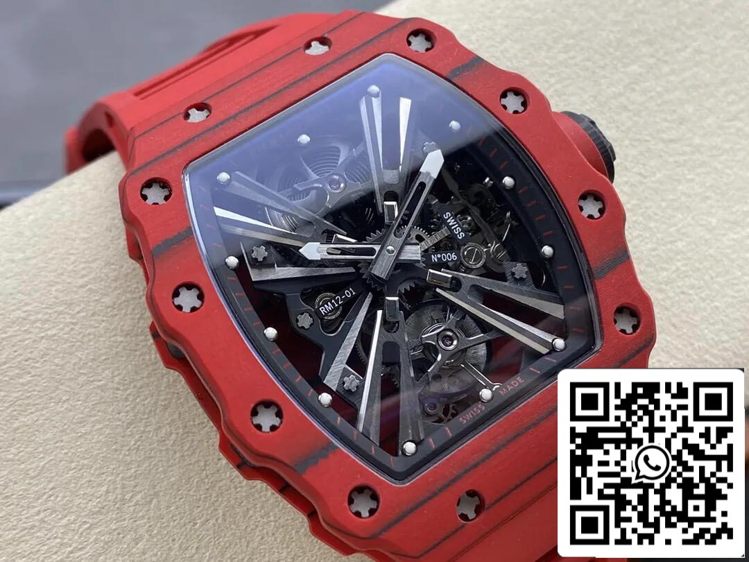 Richard Mille RM12-01 Tourbillon 1:1 Mejor Edición RM Factory Correa de Caucho Roja