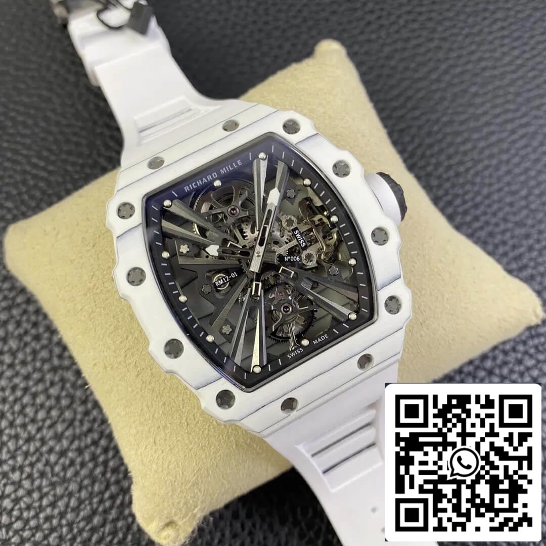 Richard Mille RM12-01 Tourbillon 1:1 Mejor Edición RM Factory Correa de Caucho Blanca