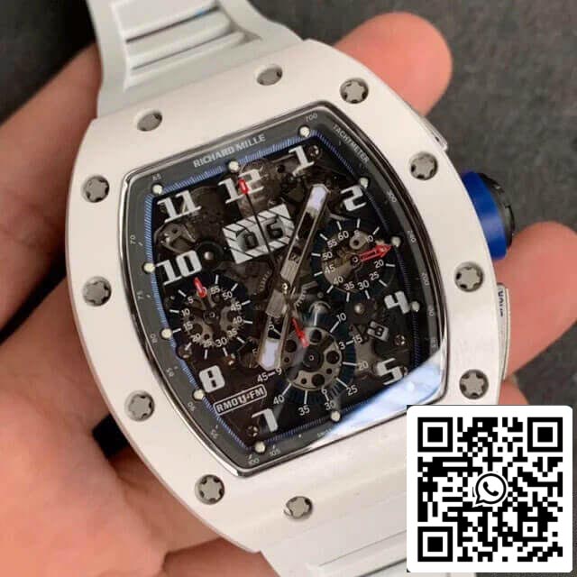 Richard Mille RM-011 1:1 Best Edition KV Factory Ceramic White Rubber Strap