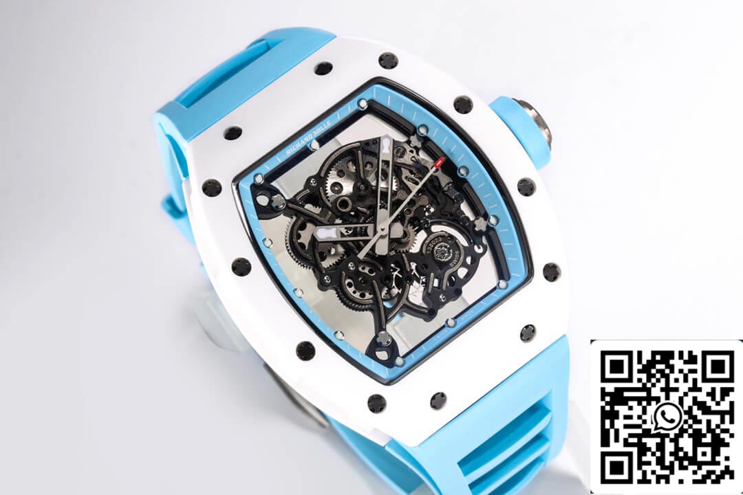 Richard Mille RM-055 1: 1 Best Edition BBR Factory Custodia in ceramica cinturino blu