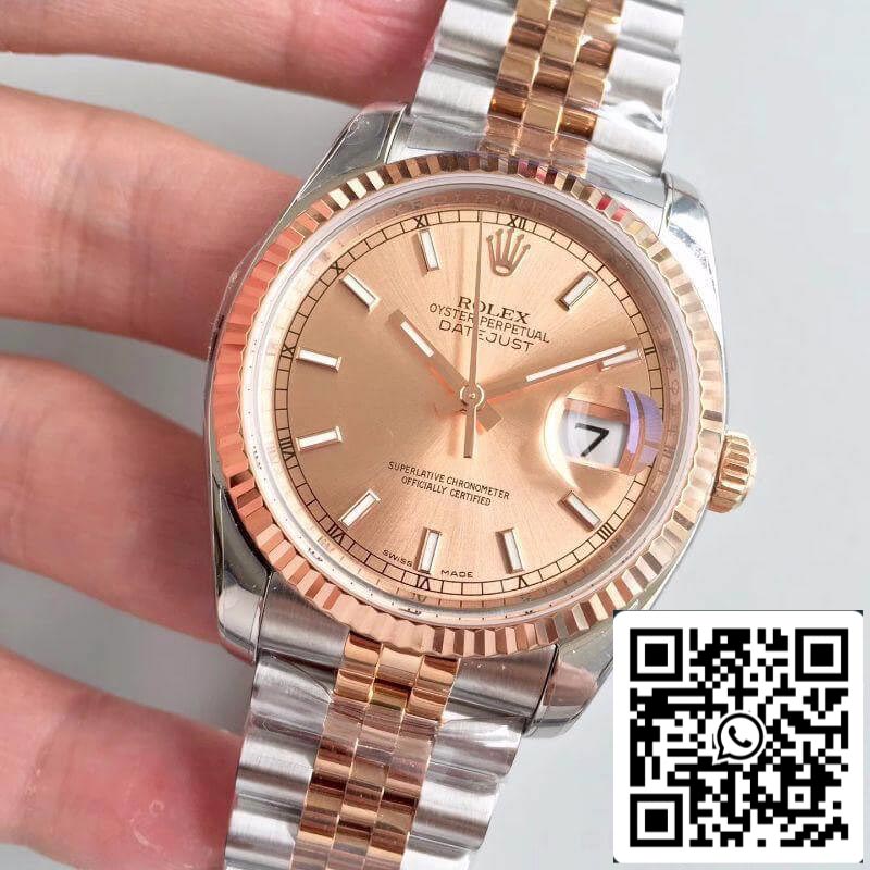 Rolex Datejust 36 mm 116234 AR Relojes mecánicos de fábrica 1:1 Mejor edición Suiza ETA3135 Esfera de oro rosa